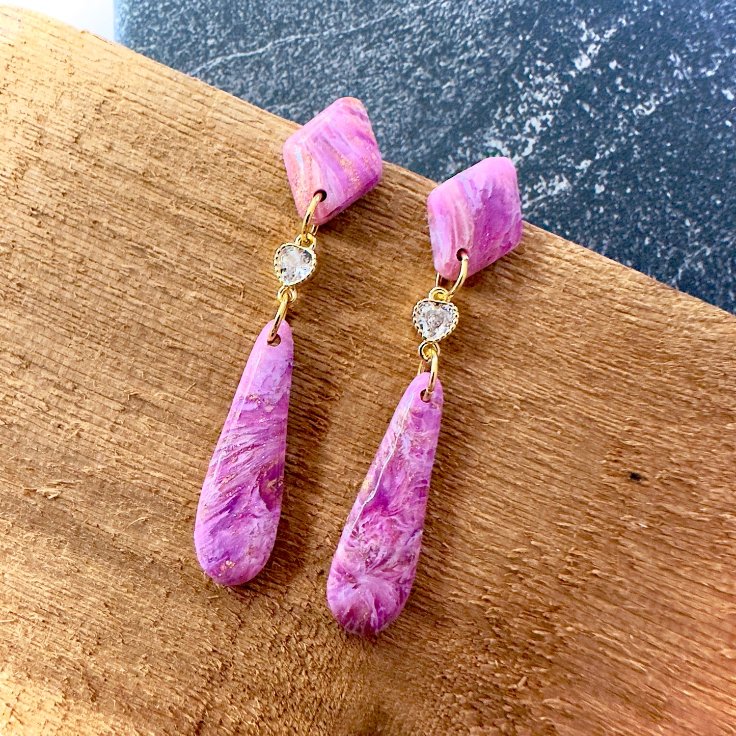 Pink and Purple Faux Stone Earrings | Silver or Gold Hardware