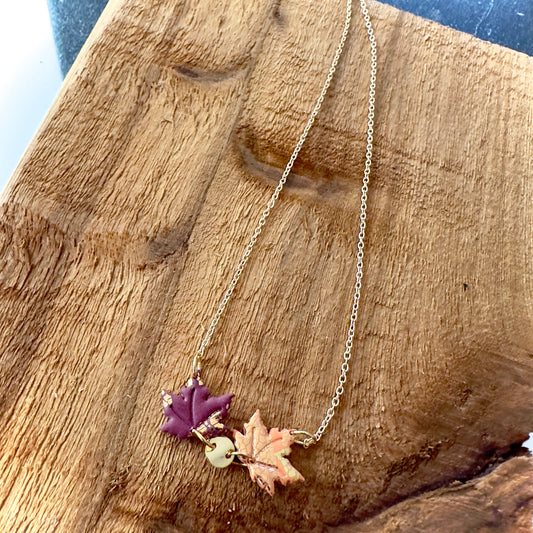 Small Fall Leaves | Necklace | Gold Hardware