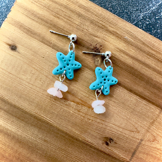 Teal Starfish | Earrings | Silver Hardware