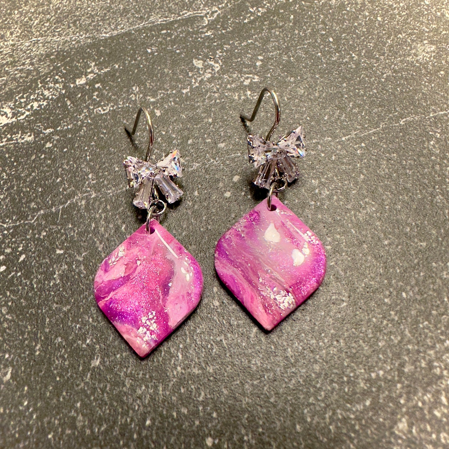 Pink and Purple Faux Stone Earrings | Silver or Gold Hardware