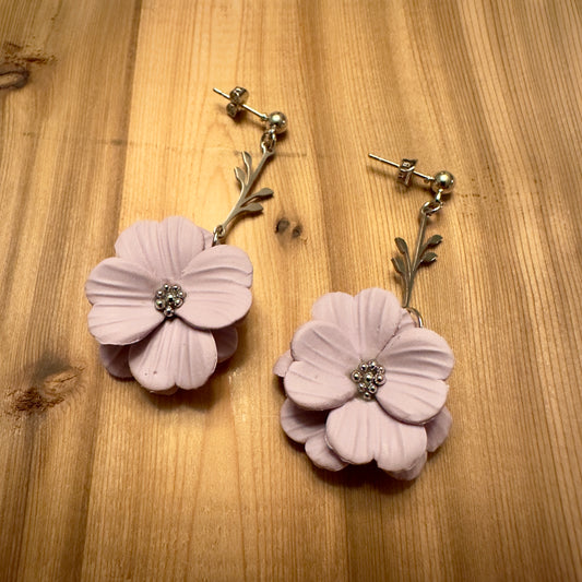 Roses with Gold or Silver Metal Stems | Nickel Free Hardware | Drop Earrings